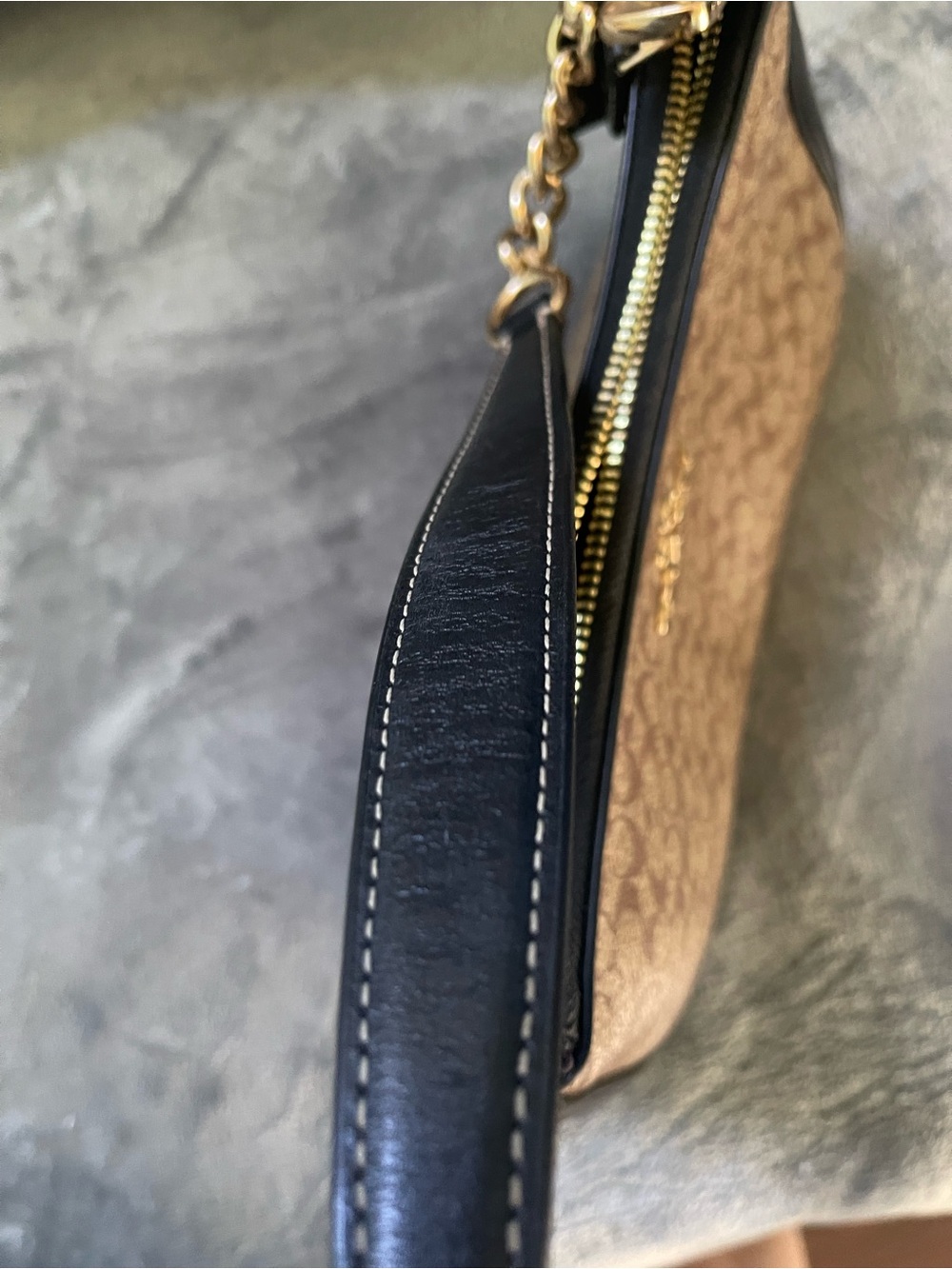 Coach Brown Signature Canvas Shoulder Bag with Black Trim - Picture 10 of 12